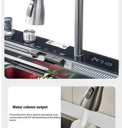 Stainless Steel Kitchen Sink Large Size Single Slot Multifunctional With Trash Can and Drain Rack Household Wash Dish Basin