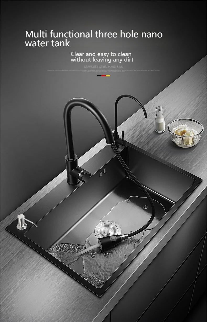 Stainless Steel Kitchen Sink Large Single Slot Undermount Basin Household Washbasin Multifunctional Sinks Apartment