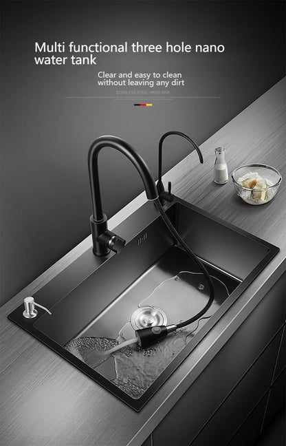 Stainless Steel Kitchen Sink Large Single Slot Undermount Basin Household Washbasin Multifunctional Sinks Apartment
