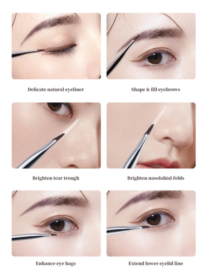 1 Set Of 5 Makeup Brushes Blade Eyeliner Brush Lower Eyelid To Flat Head Oblique Angle Eyebrow Brush Horizontal Silkworm Brush.