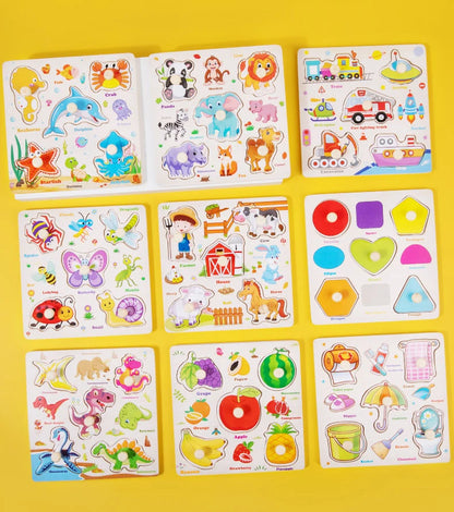 Montessori Baby Toys Wooden 3d Puzzle Cartoon Animal Intelligence Jigsaw Puzzle Early Learning Educational Toys for Children.