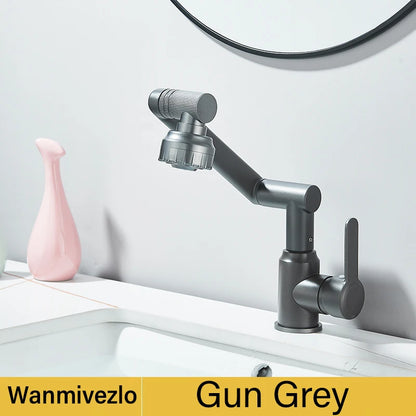 Basin Faucet 360° Rotate Bathroom Sink Mixer Cold Hot Tap Height Adjusted Multi Function Nozzle