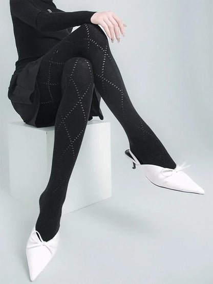 Talenza Autumn Winter Leggings Women's Solid High Waist Slim Sexy Warm Pantyhose Super Elastic Y2k Hollow Tights Women's Socks