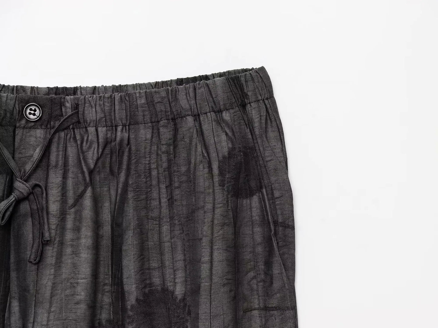 Women Print Long Pants Sets For Women Lapel Half Sleeve Single Breasted Shirts + High Waist Lace-Up Wide Leg Pants