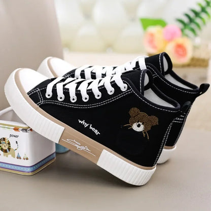 Cute Canvas Shoes Women Breathable Sneakers Brand Sport Shoes for Woman Casual Vulcanized Shoe Flats High Top Zapatos Mujer.