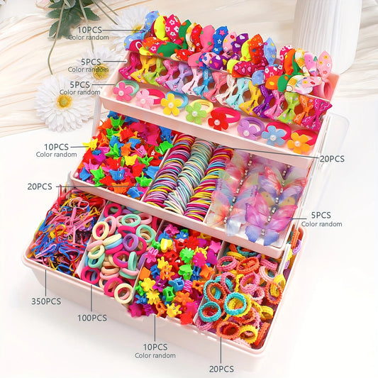 555-Piece Set Colorful Butterfly Hair Clips for Girls Sweet Elastic Bow Hair Accessories Hairpin Hairband Hair Accessories.