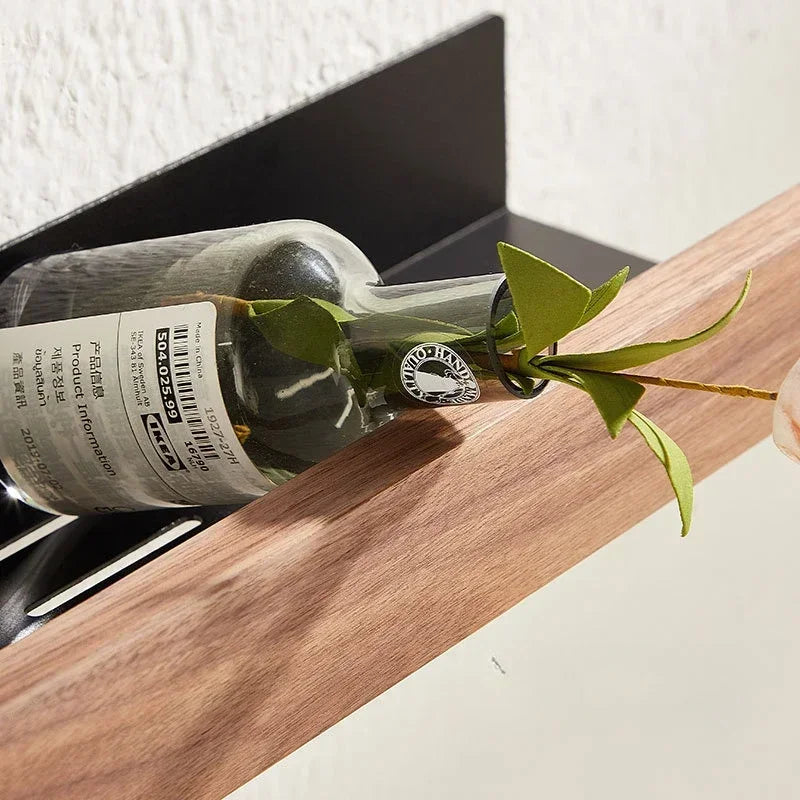 Badezimmerregal, Aufbewahrungsregal ohne Stanzen, Badezimmerregale aus massivem Holz, stanzfreies Holzregal zur Wandmontage, Toiletten-Organizer