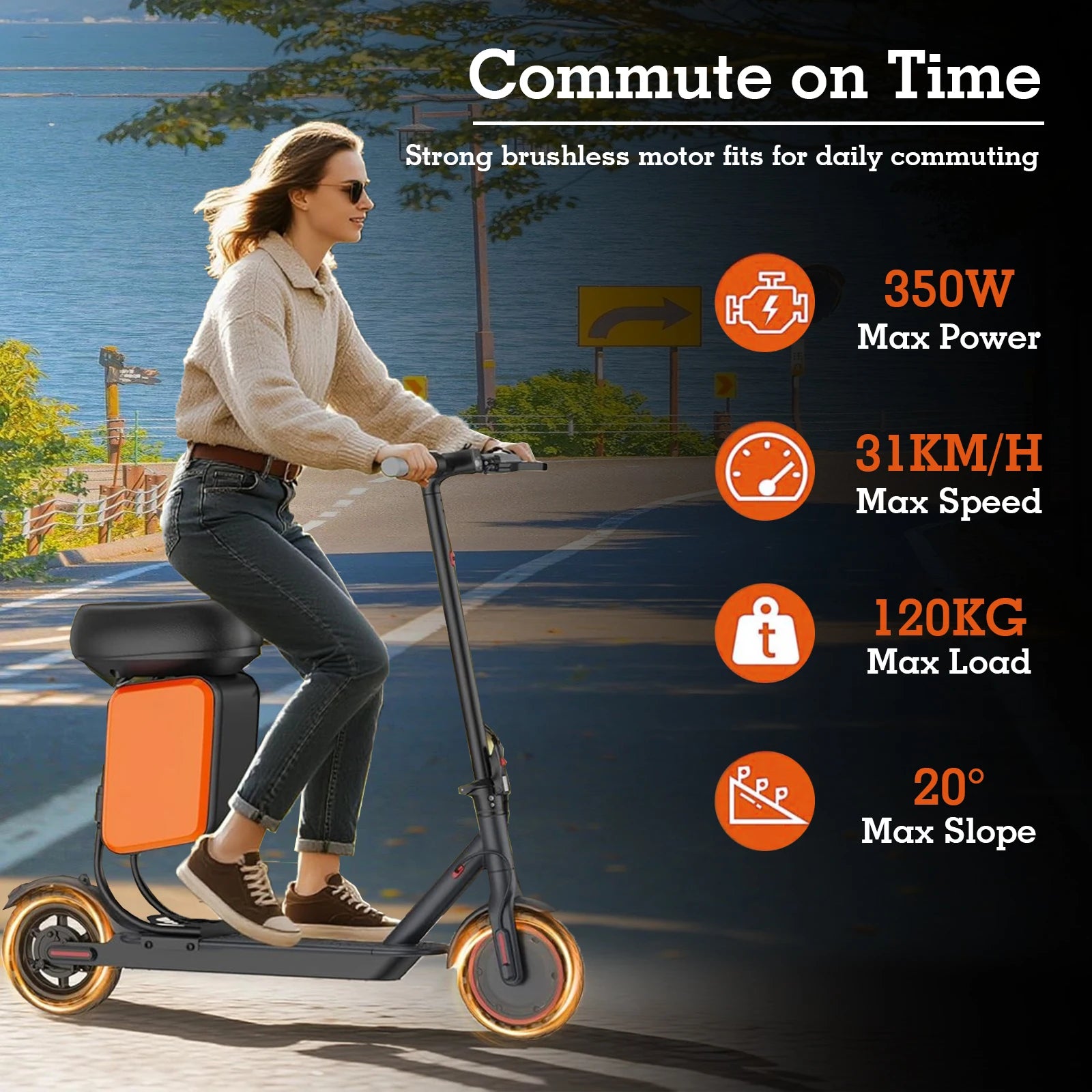 2025 New JUICEASE TX01XB Electric Scooter with Seat 350W 36V 25KM Long Range 31KM/H Smart App with Storage Compartment EScooter.