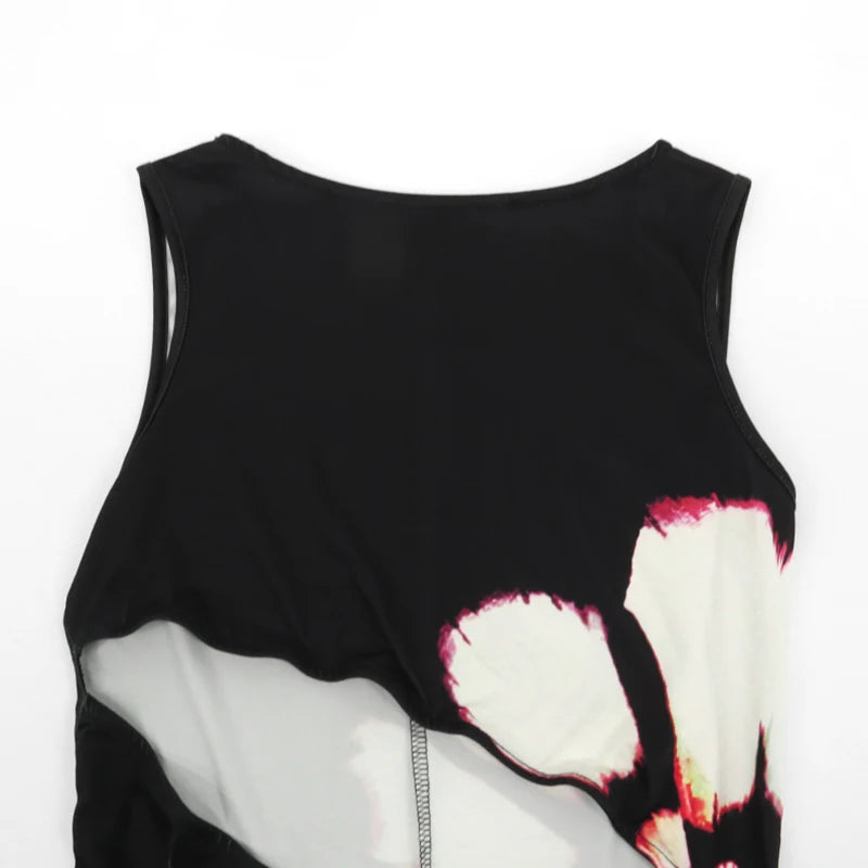 Sommer Sexy Maxi Kleid Für Frauen Streetwear Fashion Print Aushöhlen Ärmellose Neue Dünnes Kleid Casual Club Elegante Party Kleider.