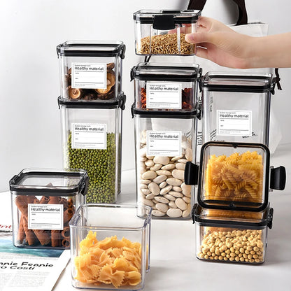 Transparent Food Storage Containers Kitchen Storage Airtight Cans Plastic Storage Boxes Stackable Food Storage Boxes.