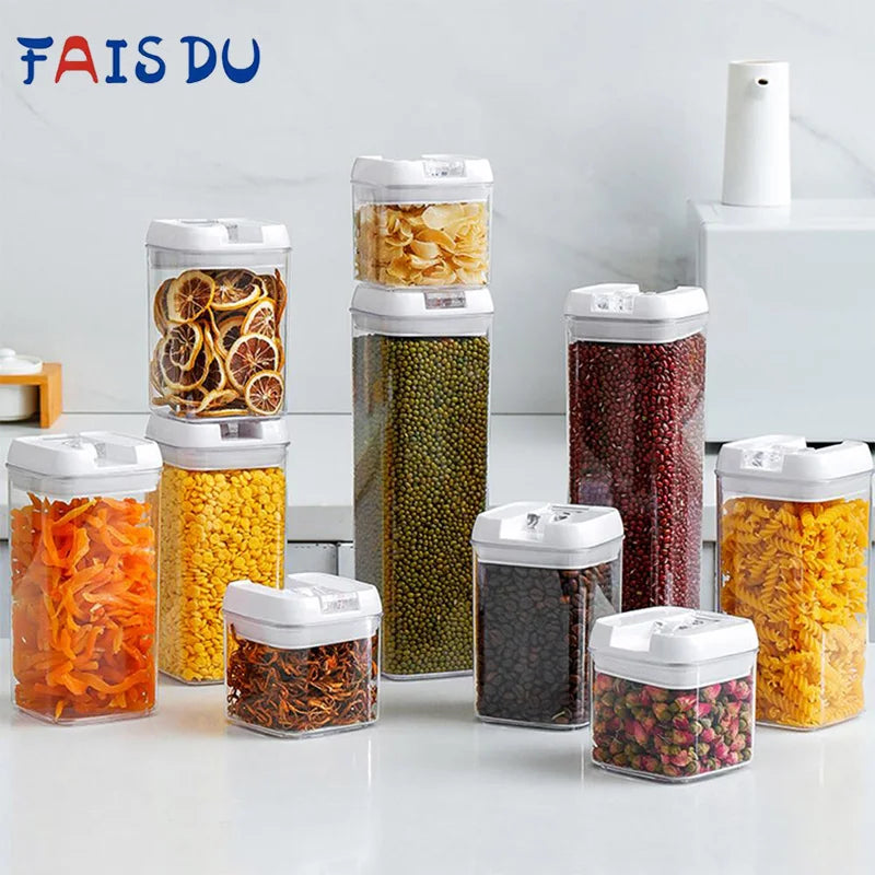 FAIS DU Food Storage Jar With Lid Kitchen Container Kitchen Organizer Stackable Dustproof Moisture Resistant Kitchen Accessories.