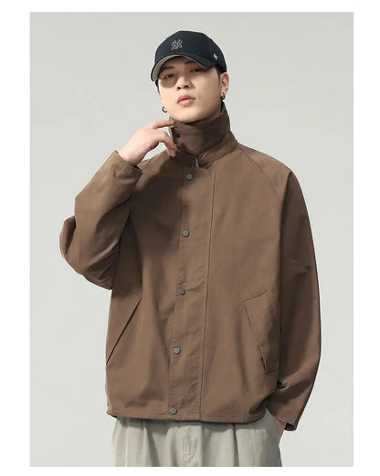 Lapel Jacket Men Spring Autumn Japanese Korean Streetwear Fashion Loose Casual Vintage Cargo Jacket Coat Outerwear.