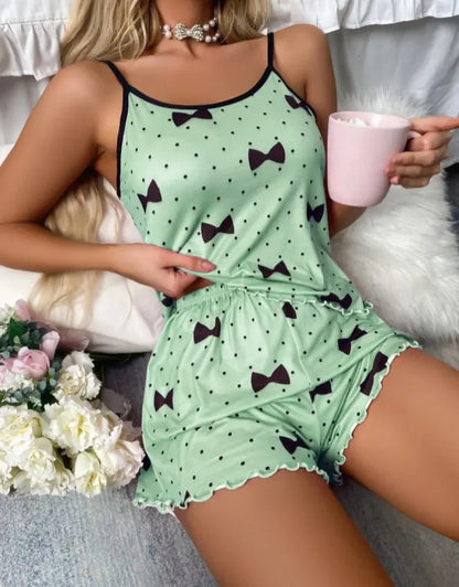 1 Satz Sommer-Damen-Pyjamas, zweiteilig, sexy, lässig, Leibchen, Unterhemd, Shorts, Homewear-Anzug