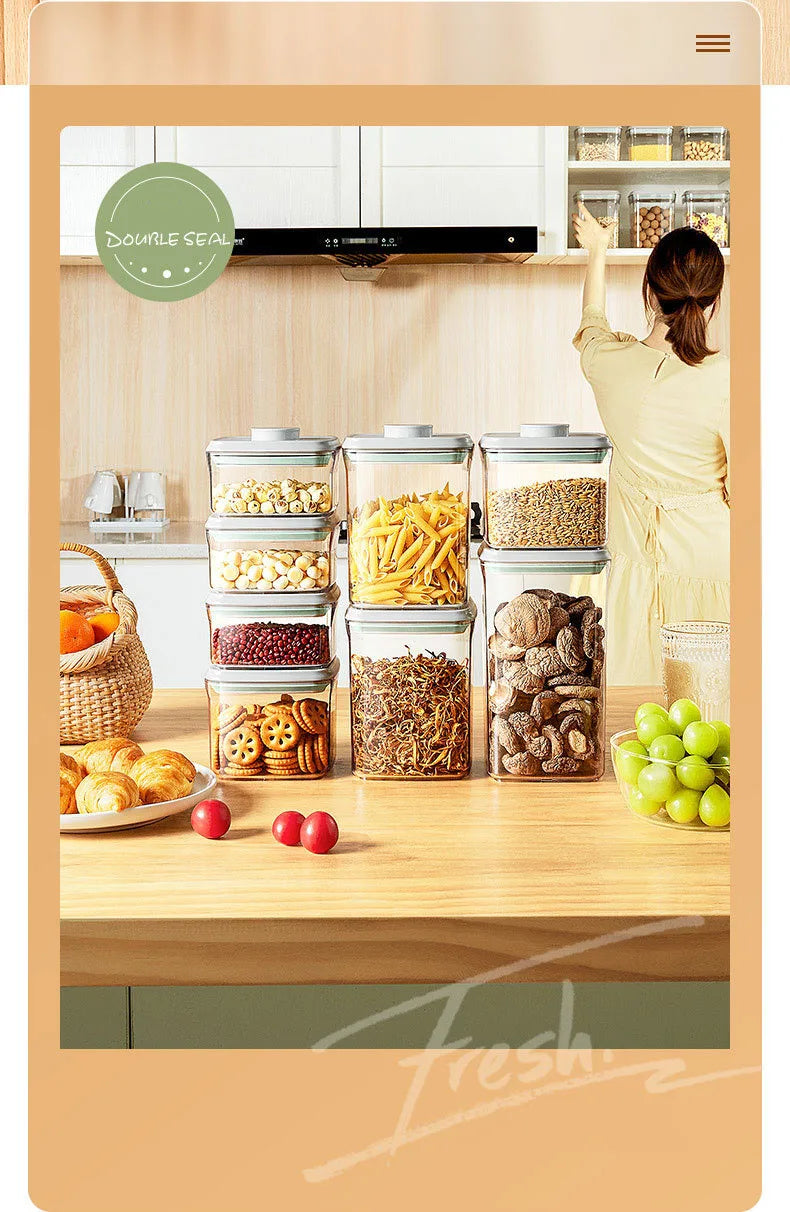 Airtight Food Storage Containers with Lids,Top Pop One Button Control,Air Tight Stackable Dry Cereal Container Set for Pantry.