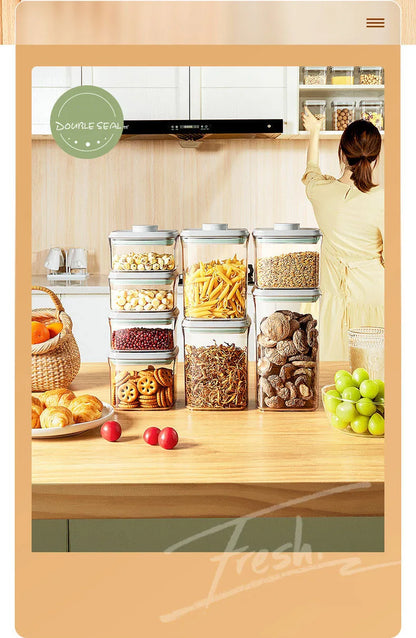 Airtight Food Storage Containers with Lids,Top Pop One Button Control,Air Tight Stackable Dry Cereal Container Set for Pantry.