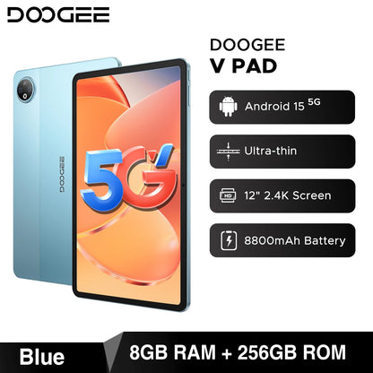 DOOGEE V Pad 2 In 1 5G Tablet 12" Screen Dimensity 7050 Android 15 32GB RAM (8+24) 256GB ROM8800mAh Battery Ultra-thin Smart Pad