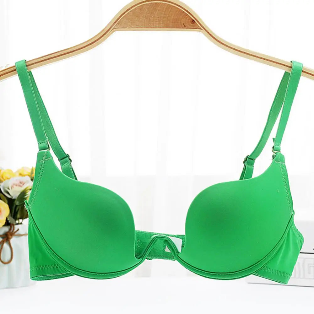 Women Girl Sexy Underwear No Steel Ring Solid Color Padded Bra Comfortable Upper Support Push-Up Bra Women Beauty Back Bra.