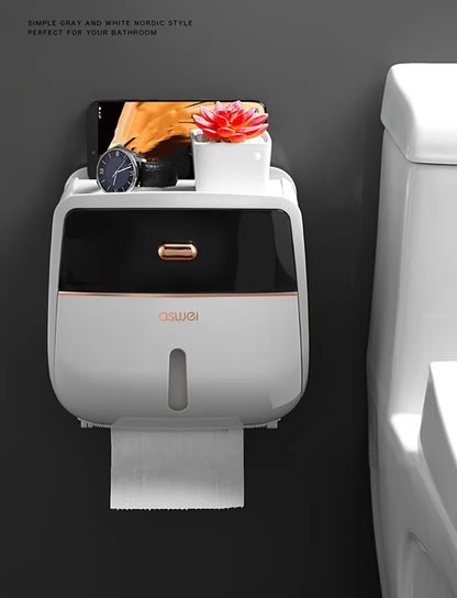 1 Stück Toilettenpapierhalter ohne Bohren, Badezimmer-Organizer |   Selbstklebende Wandhalterung für Taschentücher/Tücher, Badezimmer-Taschentuchabgabe