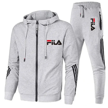 2025 Spring and Autumn Men's sports zipper top + Men's jogging sports basketball and casual fitness outdoor two-piece set.