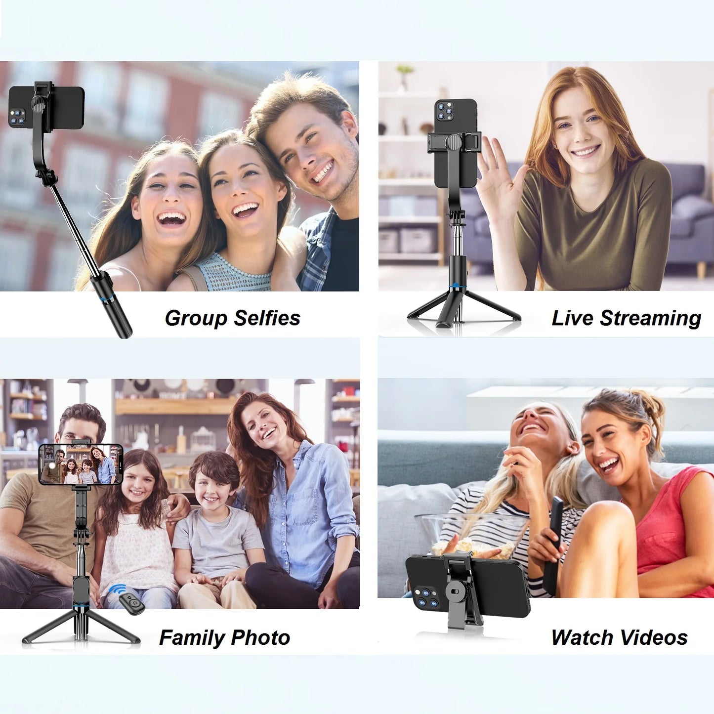 Wireless Selfie Stick Tripod Stand with Bluetooth Remote 42" Extendable Phone Tripod for iPhone Samsung Huawei Video Recording.