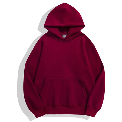 16.9oz 480gsm Heavy Weight Cotton Plus Velvet Hooded Sweater Men Thickened Tight Polar Fleece Pullover Hoodie Women Sweatshirt.
