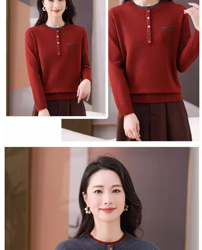 Frauen Kleidung Lose Mode Pullover Herbst/Winter Warme Elegante Gestrickte Langarm Pullover Dame Casual Oansatz Alle-spiel top