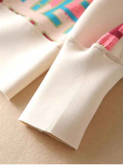 Frühling Herbst frauen Kleidung Set Gedruckt Doppel-Reißverschluss Jacke + hohe Taille Elastische Kordelzug Breite Bein Hosen Sport zwei-Stück Set