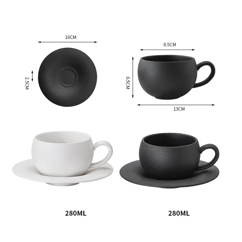 110/280ML Retro Coffee Cup and Saucer Burnt Stone Pattern Ceramic Mug Exquisite Afternoon Tea Cup Water Cups Gift Cup and Saucer.