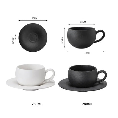 110/280ML Retro Coffee Cup and Saucer Burnt Stone Pattern Ceramic Mug Exquisite Afternoon Tea Cup Water Cups Gift Cup and Saucer.