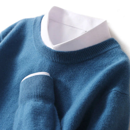 Autumn Winter Men Cashmere Sweater O-neck Soft Warm Pullovers Male Loose Knitted Shirt Korean men's winter blouse