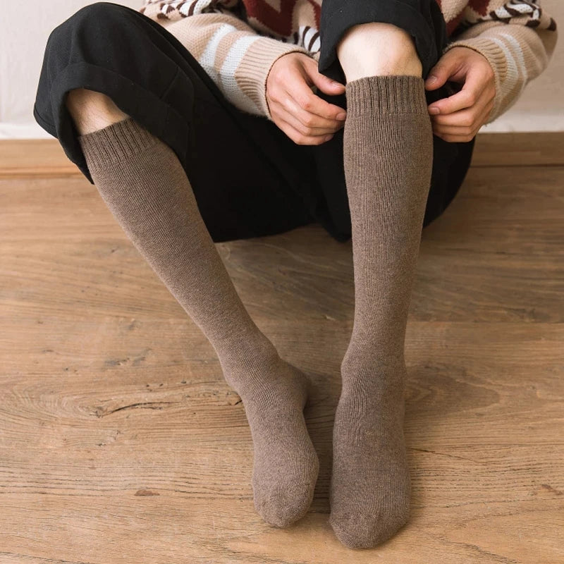 6PCS=3Pairs Men's Winter Compression Stocking Warm Hot Knee High Long Leg Terry Socks Warm Thicken Cover Calf Socks Size 38-44.