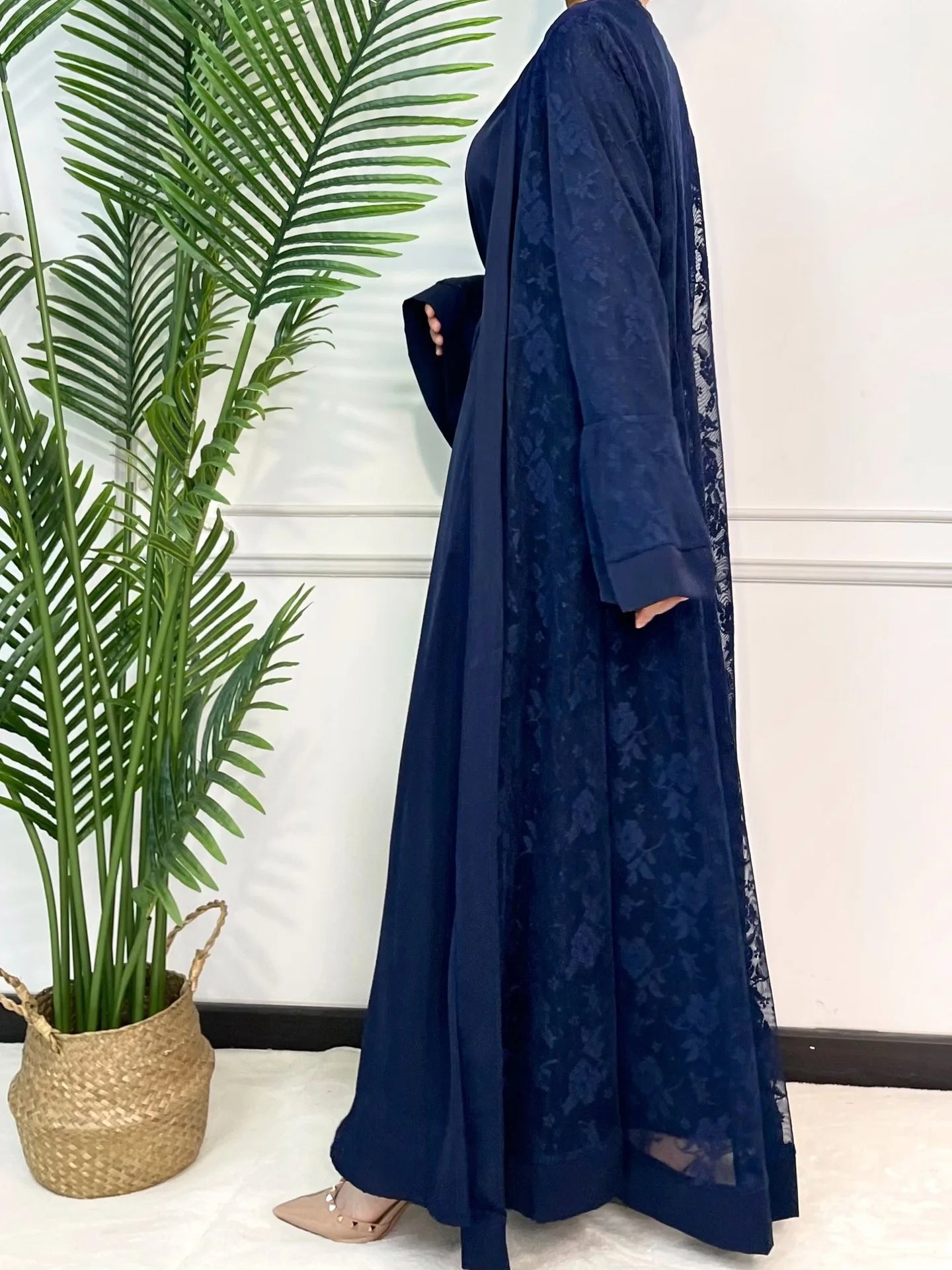 Ramadan Eid Prayer Lace Abaya 2 Piece Set Inner Dress Women Flare Sleeve Long Abayas Kaftan Djellaba Dubai Party Vestidos 2024.