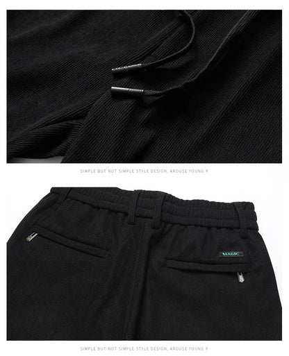 Elastic Waist Casual Pants Men Joggers Loose Fit Straight Pants Spring Autumn Male Trousers Large Size Black Grey.