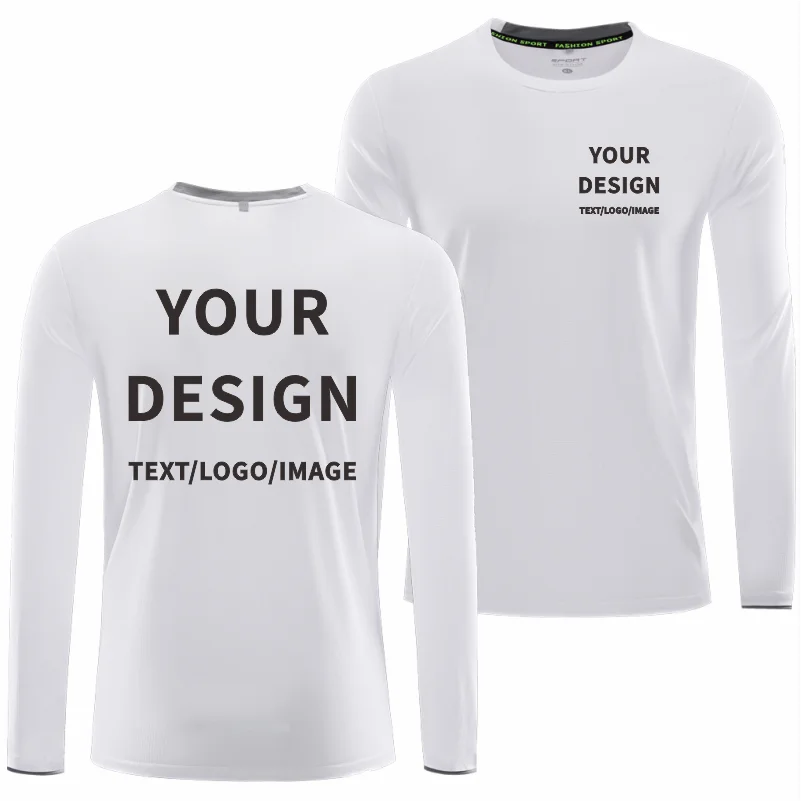 Quick Dry Long Sleeve T-shirt Custom Logo High Quality Round Neck Sports T-shirt Printing Design Company Team Shirt Embroidery.
