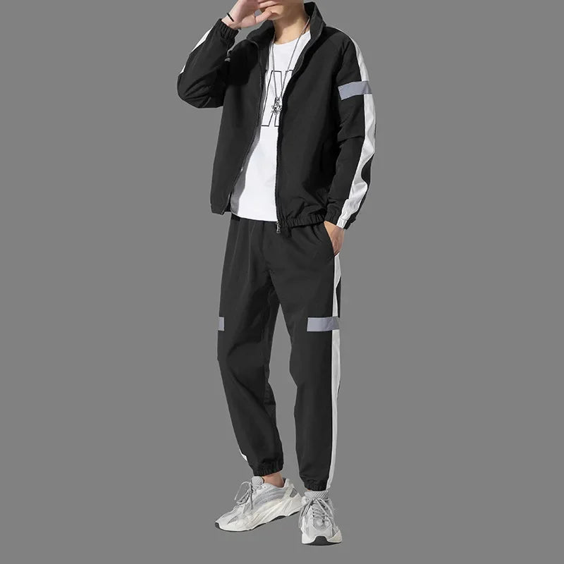 Trendy Men's Sportswear Set Casual Open Cardigan Sweatshirt Jacket with Pants Autumn Winter New Style Cross-Border Clothing.