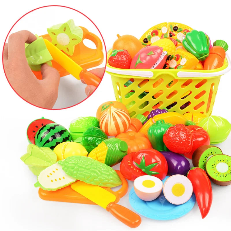 6/10/13/24Pcs Kitchen Fun Cutting Fruits and Vegetables Food Play House Set Puzzle Education Toys For Kids Boys Girls Xmas Gifts.