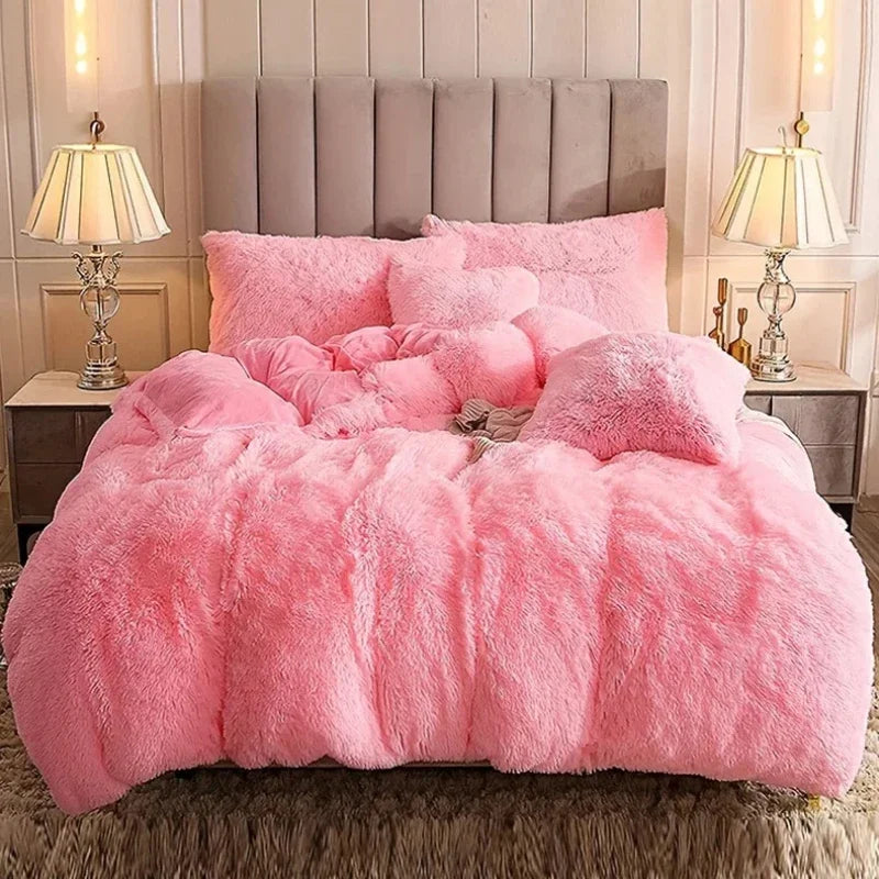 3/4PCS Luxurious Plush Duvet Cover Set – Cozy & Soft Bedding, Perfect for Bedroom Comfort, Ideal for Guest Rooms and Dorm Aesth.