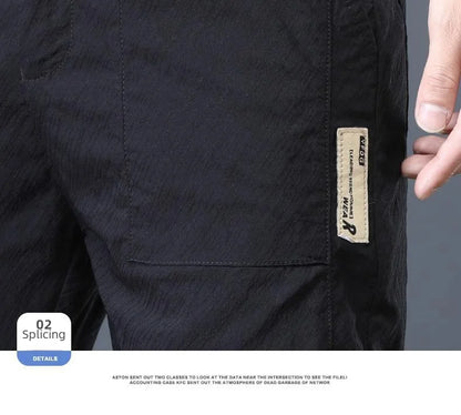 Men's Ice Silk Ultra-thin Casual Pants Korean-style Trendy Loose-fit Straight-leg Lightweight Quick-dry Long Trousers For Summer.