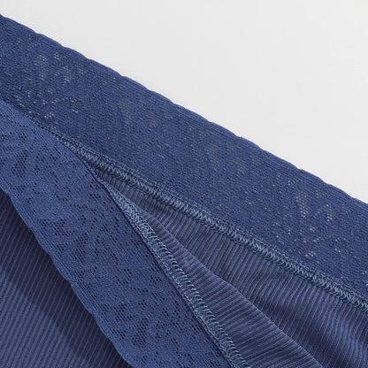 6PCS Women's Plus Size Lace Panties Seamless Solid Color Sport Cozy Physiological Underwear Female Breathable Elastic Lingerie