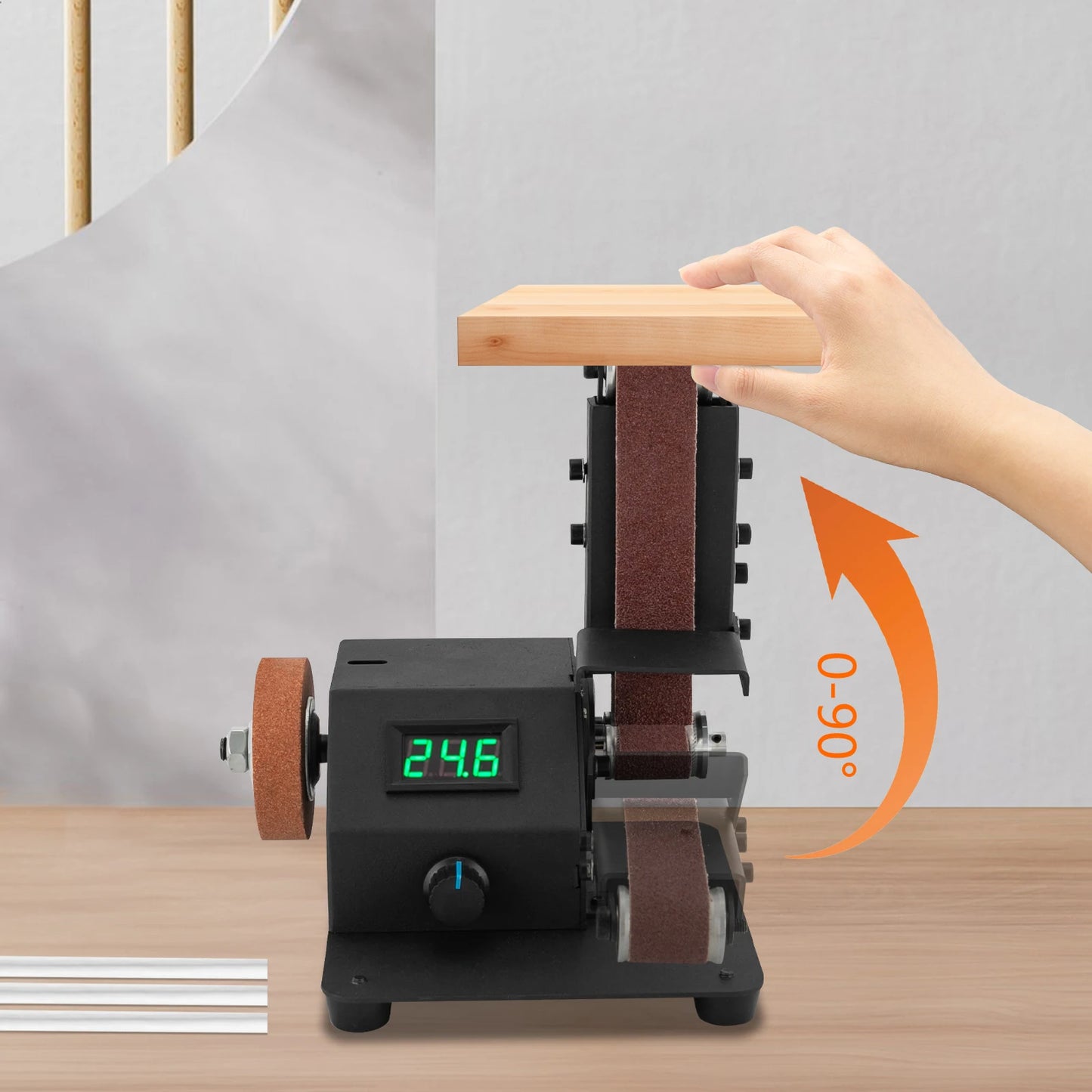 Elektrischer Mini-Bandschleifer zum Selbermachen, 350 W, für die Messerherstellung, Upgrade des Messerschärfs mit 10 Stück Schleifband