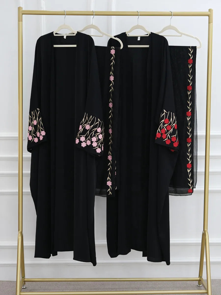 Muslim Women Dubai Abaya luxury embroidery Floral Long Dress Kaftan Flower Ramadan Robe Femme Islam African Dresses Kebaya.