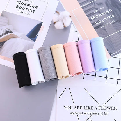 7Pcs Panties for Women Cotton Underwear Plus Size Sexy Briefs Girls Breathable Soft Lingerie Female Cute Solid Color Underpants