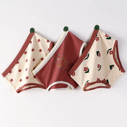 3Pcs/lot Kids Panties 7 Collections Chirdren's Underwear Lovely Girls Briefs Floral Grid Cute Pants Baby Dots Cotton Underpants