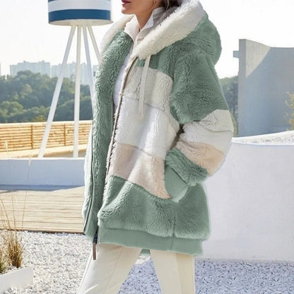 Übergroße Jacke für Frauen 2023 Neue Herbst Winter Warme Plüsch Tasche Mit Kapuze Streetwear Lose Dame Oberbekleidung Mantel Roupas Feminina