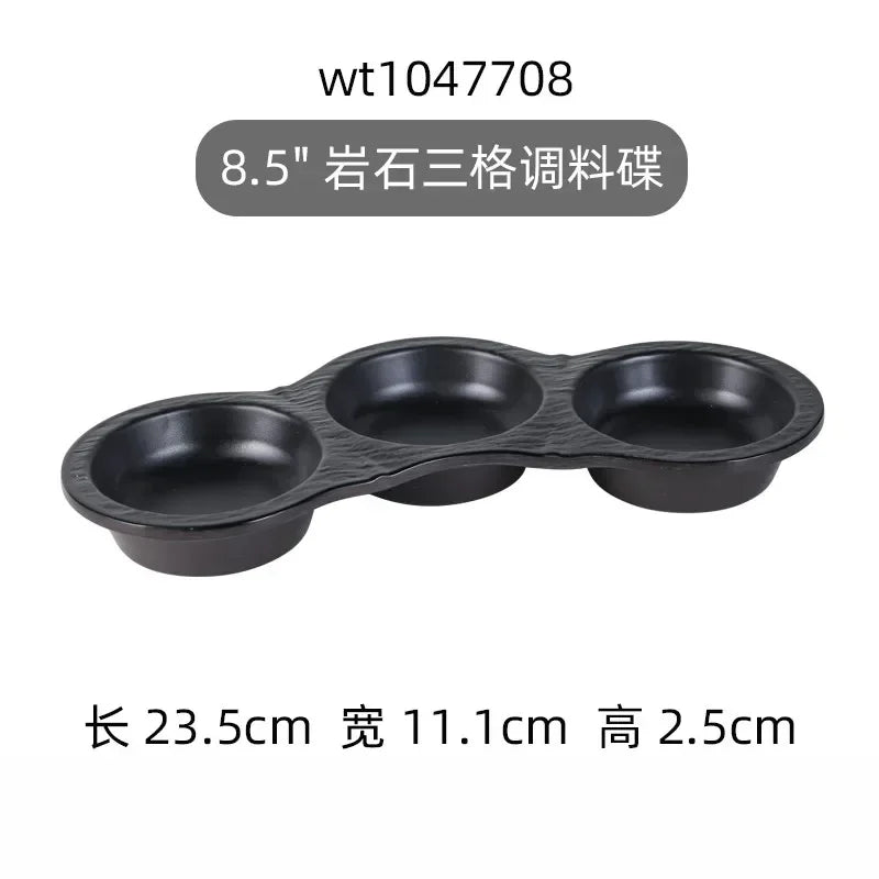 Hotpot Restaurant Melamine Tableware Black Frosted Dinner Plate Japanese Sushi Plates Not Easily Broken Snack Fruit Dishes