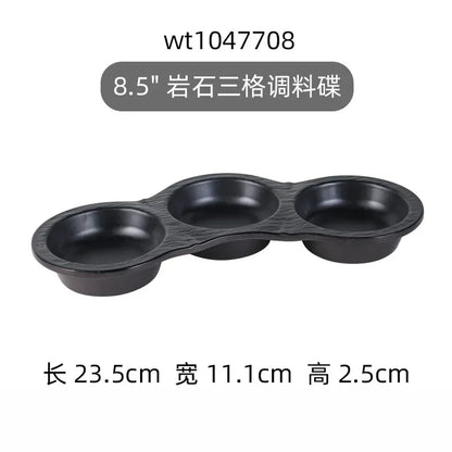 Hotpot Restaurant Melamine Tableware Black Frosted Dinner Plate Japanese Sushi Plates Not Easily Broken Snack Fruit Dishes