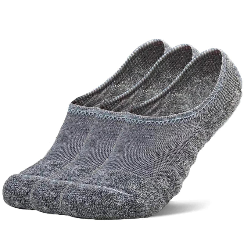 5 Pairs/Lot Men's Fashion Towel Bottom Boat Socks Cotton Sport Sweat Breathes Silicone Anti-Slip Invisible Socks Plus Size 41-45.