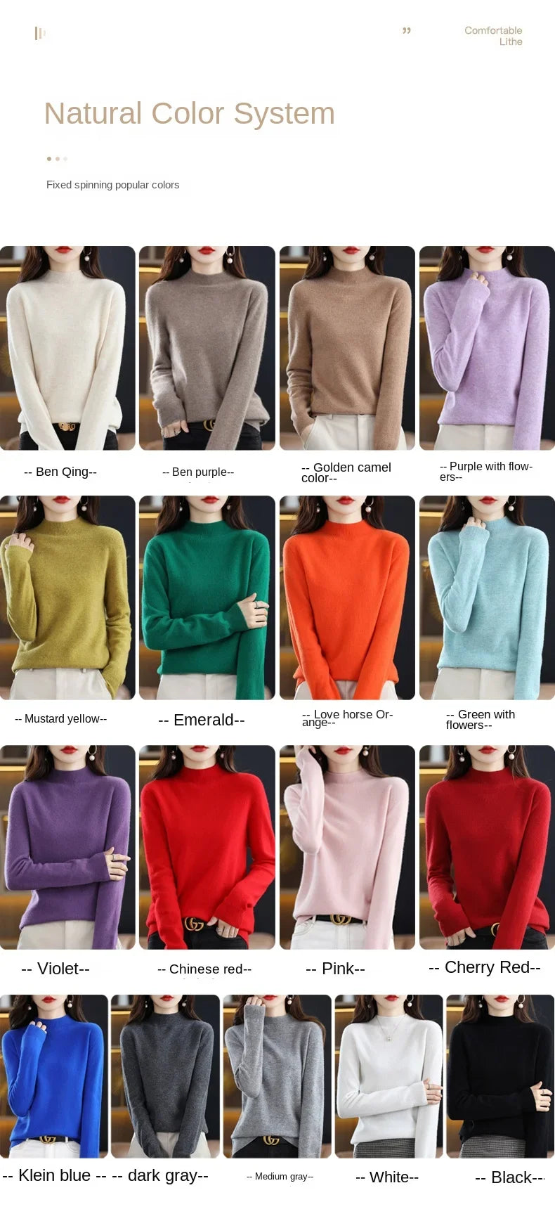 2025 Women's Casual Knit Tops Half-neck Pullover In Autumn And Winter New Cashmere Sweater Women's Coat 19 Colors.