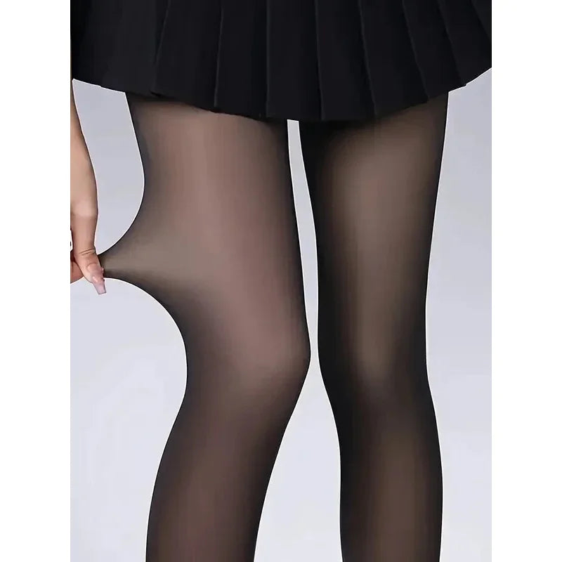 Women's Autumn Faux Sheer Thermal Stretch Tights No-Velvet Underwear Pajamas Loungewear Comfortable Stretchy Leggings