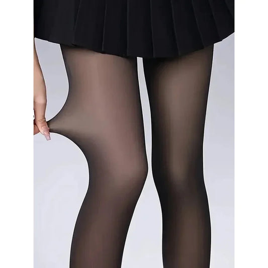 Women's Autumn Faux Sheer Thermal Stretch Tights No-Velvet Underwear Pajamas Loungewear Comfortable Stretchy Leggings